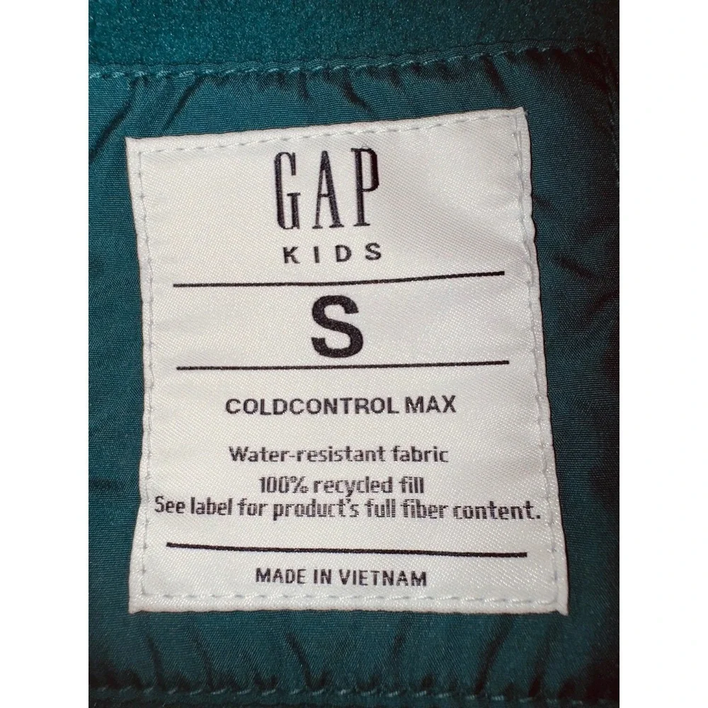 NWT Gap Puffer Jacket Kids Size‎ S Teal Cold Control Max Water Resistant Coat